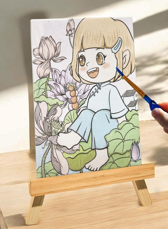 Parteet DIY Painting Set with Mini Wooden Easel Stand, 6 Watercolors, 3 Painting Sheets, Paint Brushes, Creative Art Supplies Kit for Kids (Pink) - Image 5
